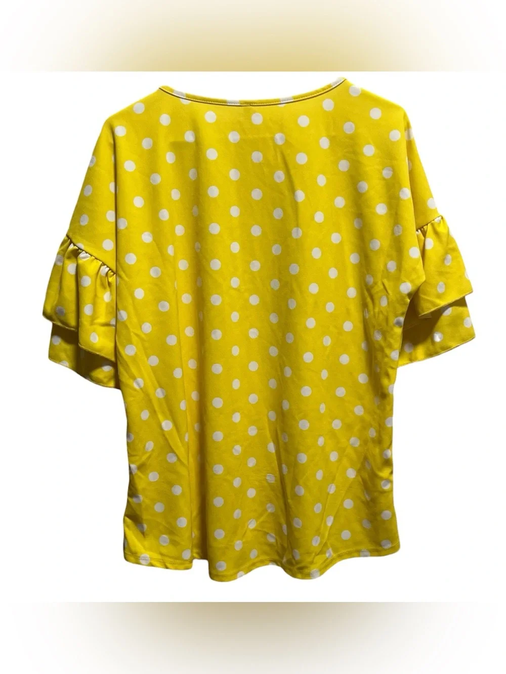 Paolino Yellow Polka Dot Blouse Ruffles Sleeves Size M